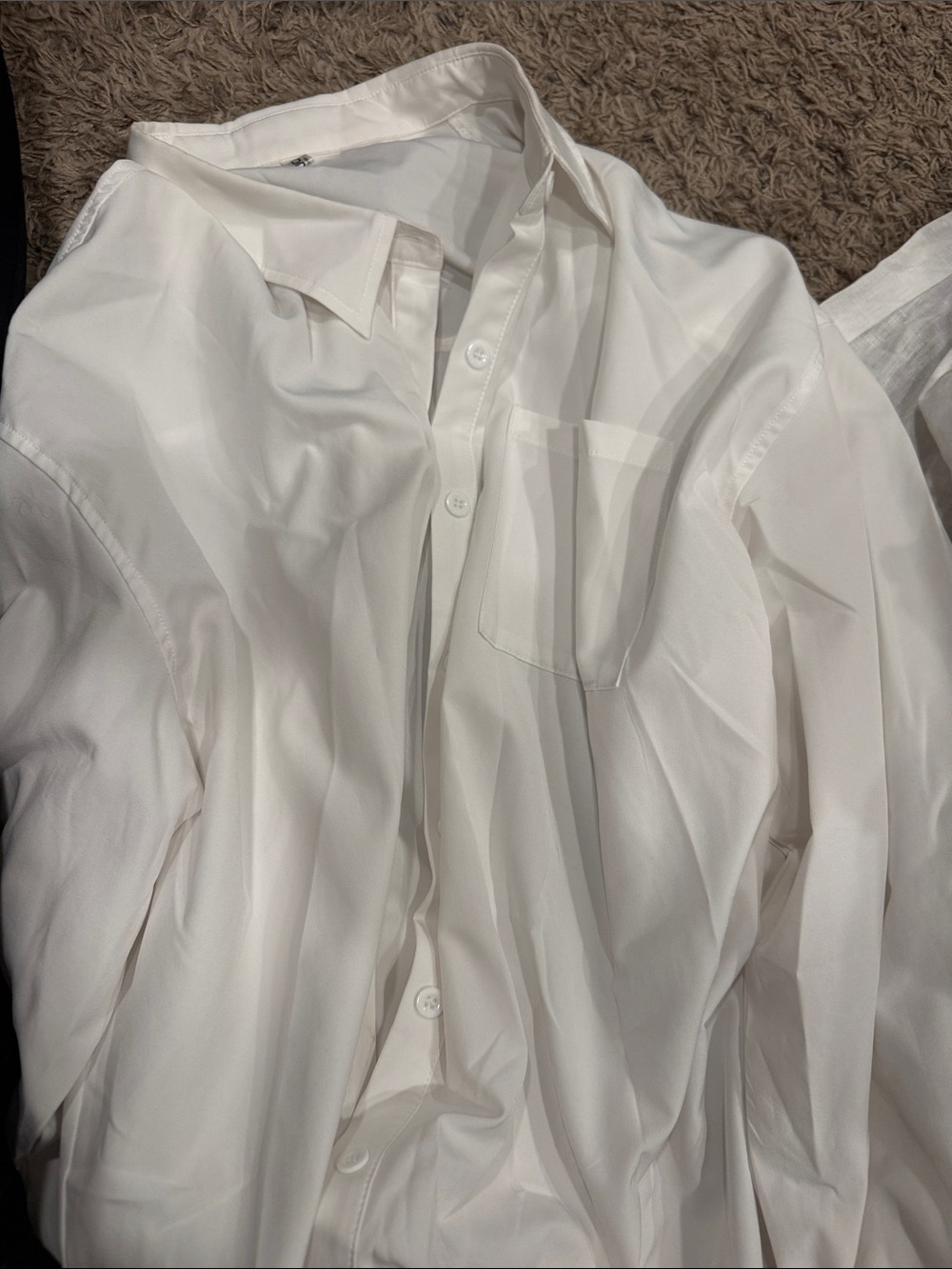 Men's White Dress Shirt with Chest Pocket